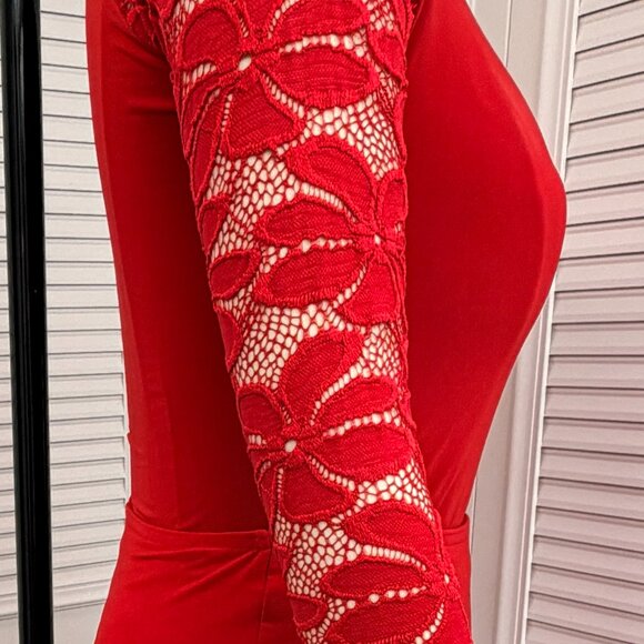 Dance America  Sz M Red Latin/Swing Skirt & Top Lace Insets - Picture 9 of 10
